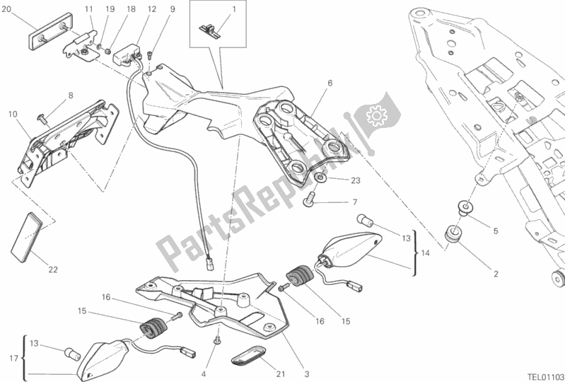 Todas as partes de Porta-pratos do Ducati Monster 821 Stealth USA 2019